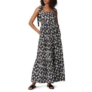 Tuckernuck Warm Navy Floral Tiered Big Love Dress Size L NWT